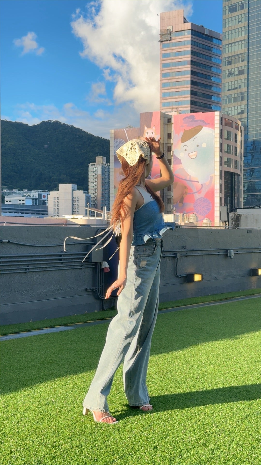 TH069 FLOWER DENIM SET