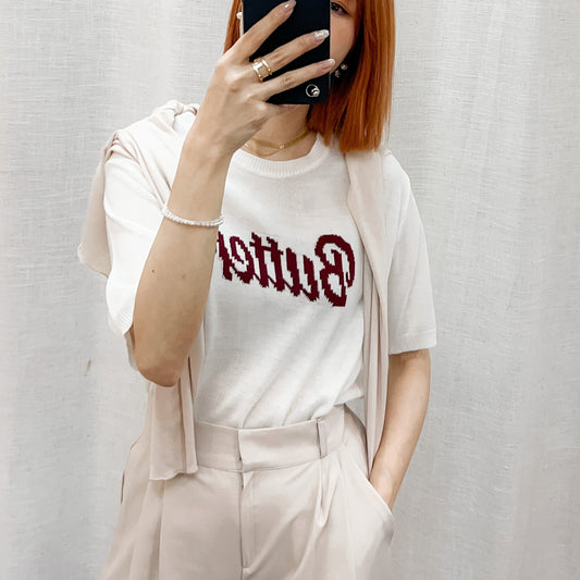 T958 奶油針織上衣