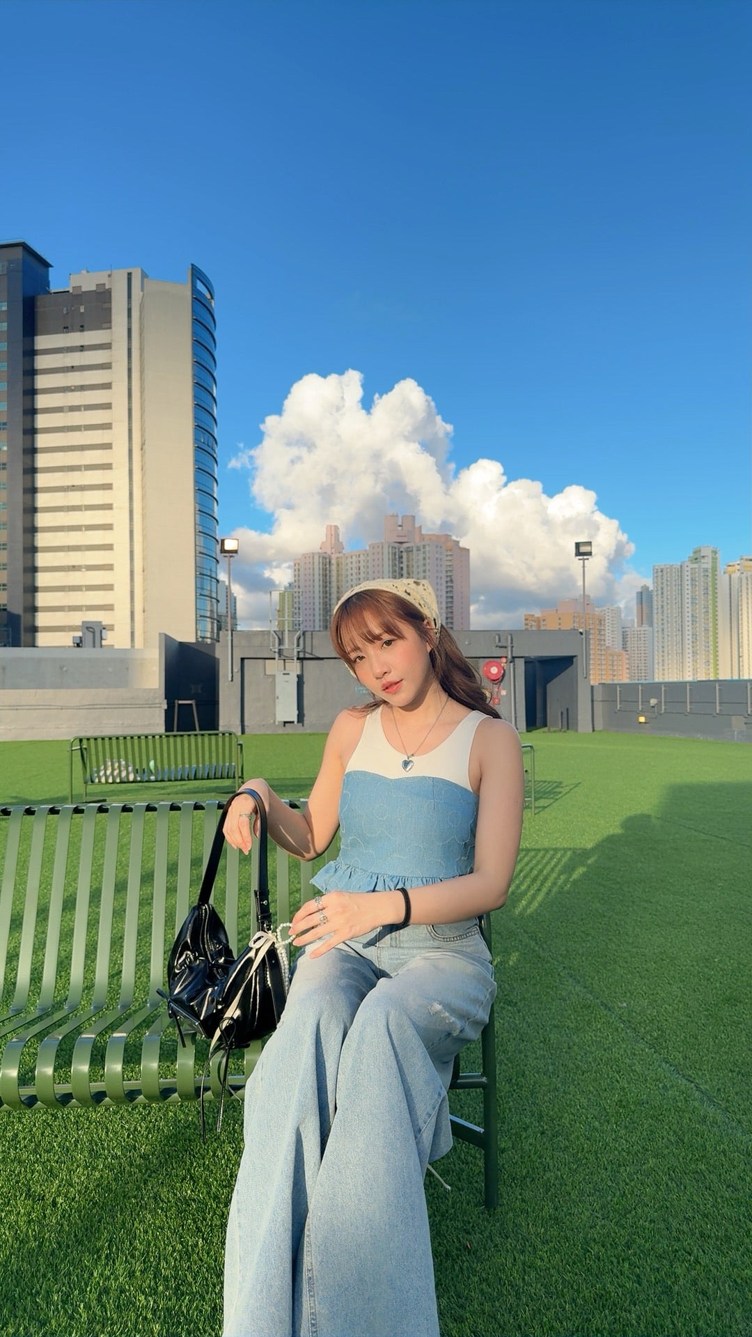 TH069 FLOWER DENIM SET