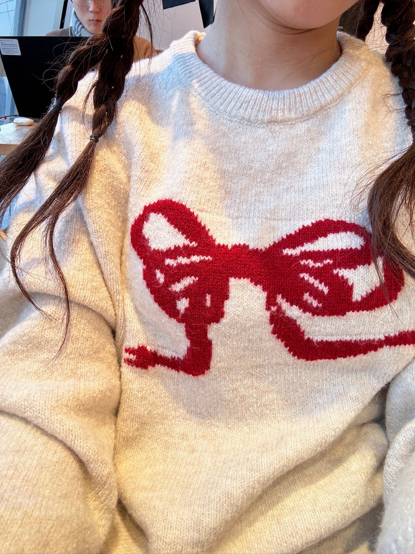 T969 RED RIBBON SWEATER
