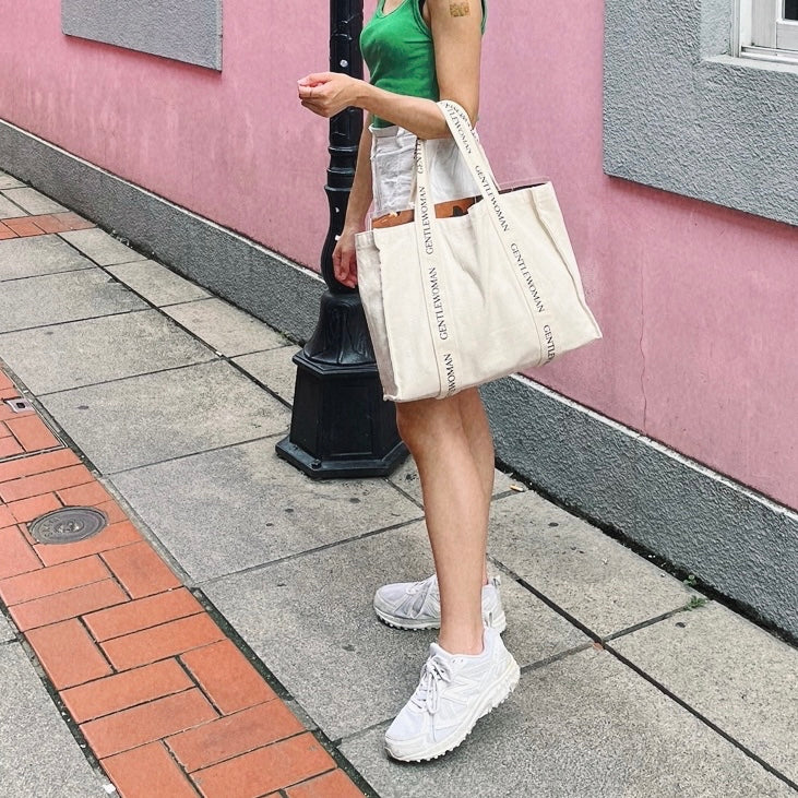 GW04 LOGO STRAP SHOPPING TOTE (細logo帆布袋)