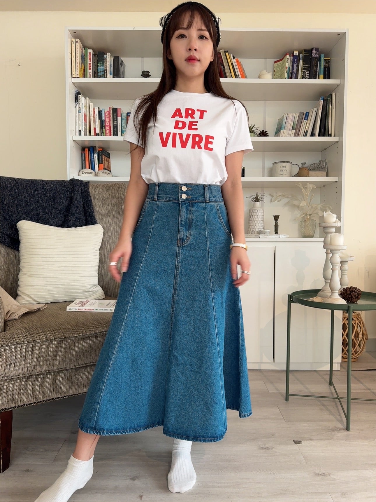 J313 FLAIRE DENIM SKIRT