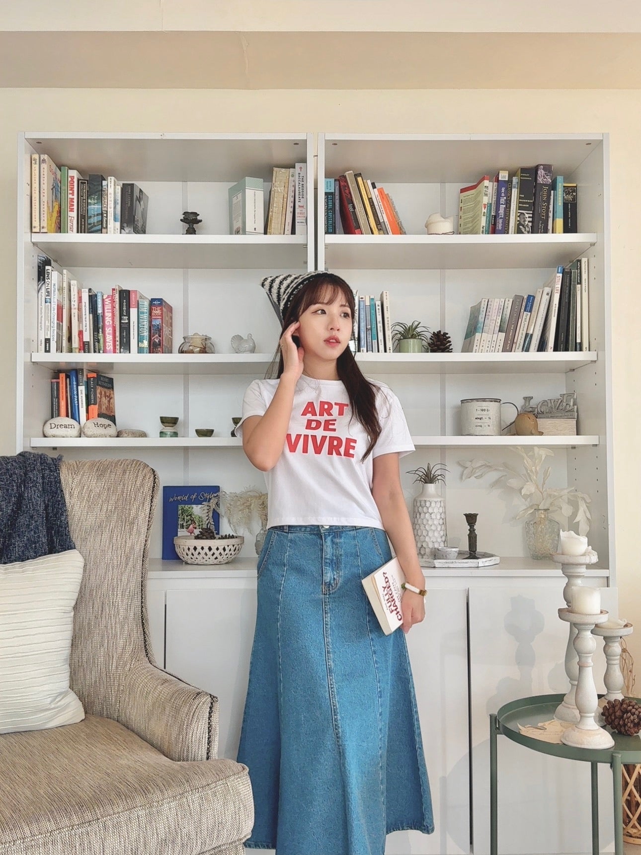 J313 FLAIRE DENIM SKIRT