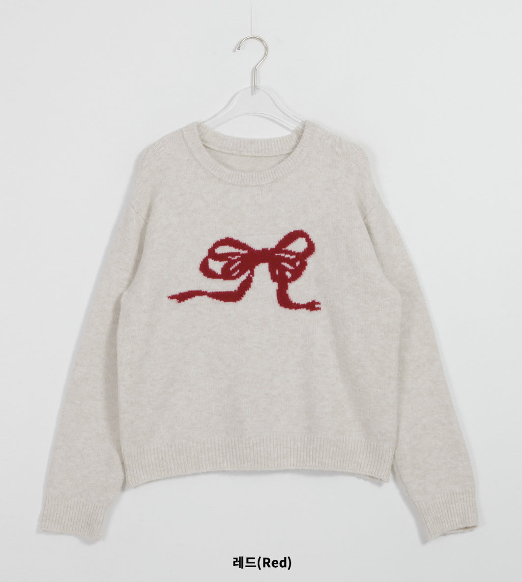T969 RED RIBBON SWEATER