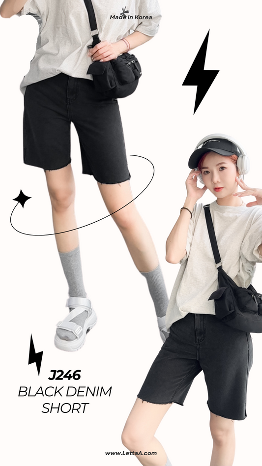 J246 黑色牛仔短褲