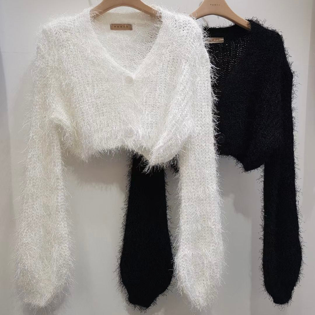 T697 FIZZY CROP CARDIGAN