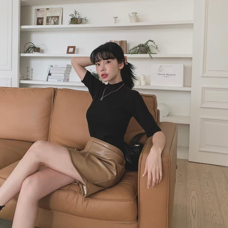 B202 ONE LEATHER SKIRT