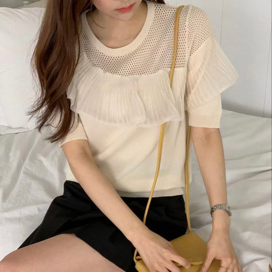 T746 高腰荷葉邊襯衫