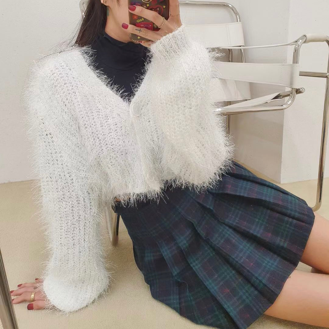 T697 FIZZY CROP CARDIGAN