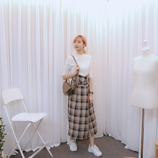 #B081 COME MY WAY CHECKED SKIRT - Letta A