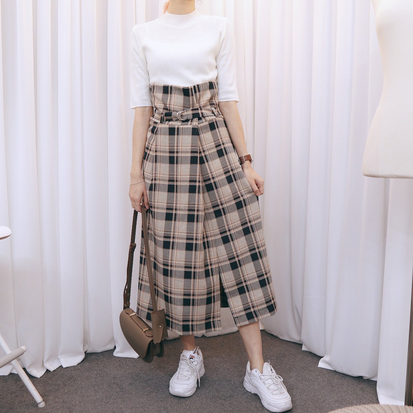 #B081 COME MY WAY CHECKED SKIRT - Letta A