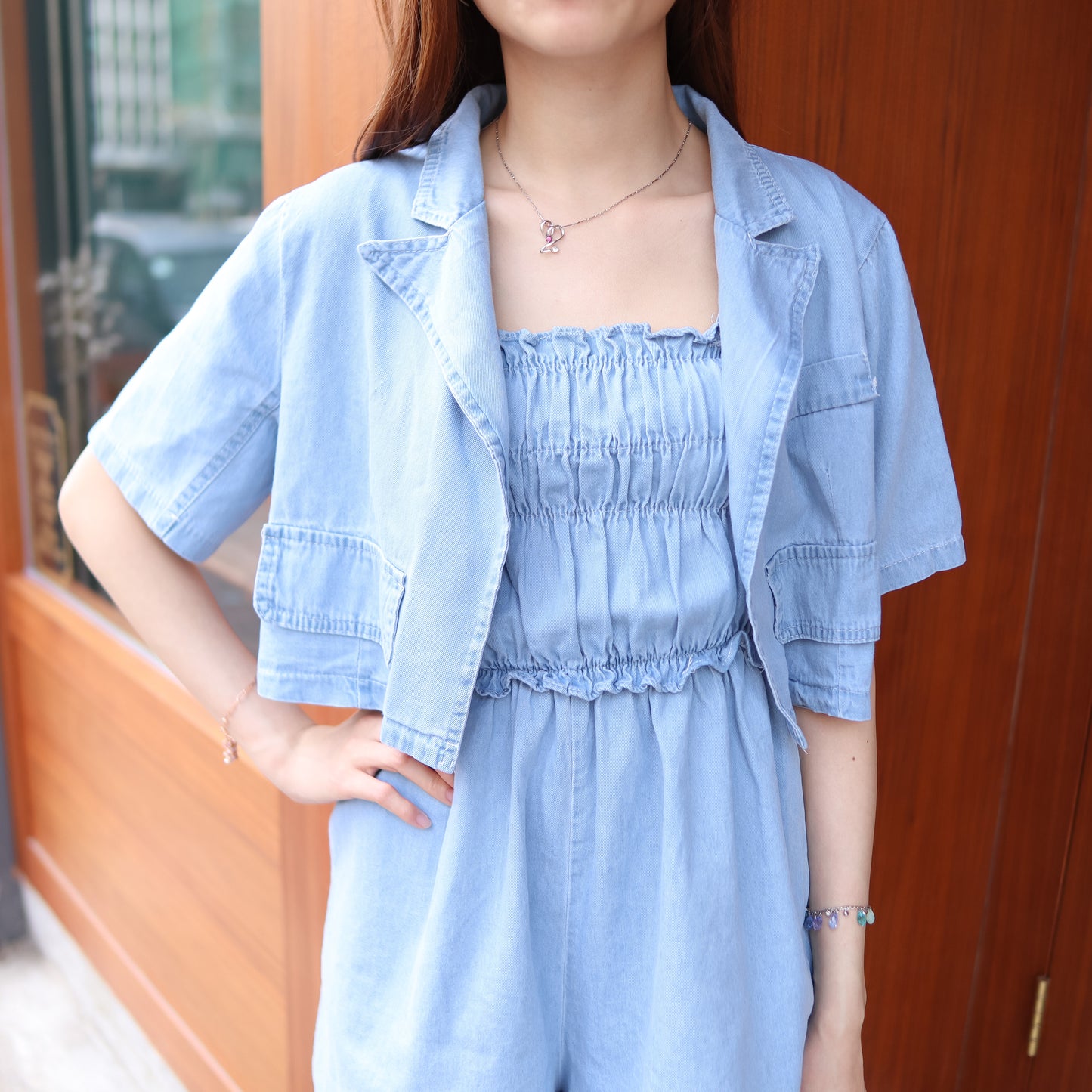 T540 DENIM JUMPSUIT SET