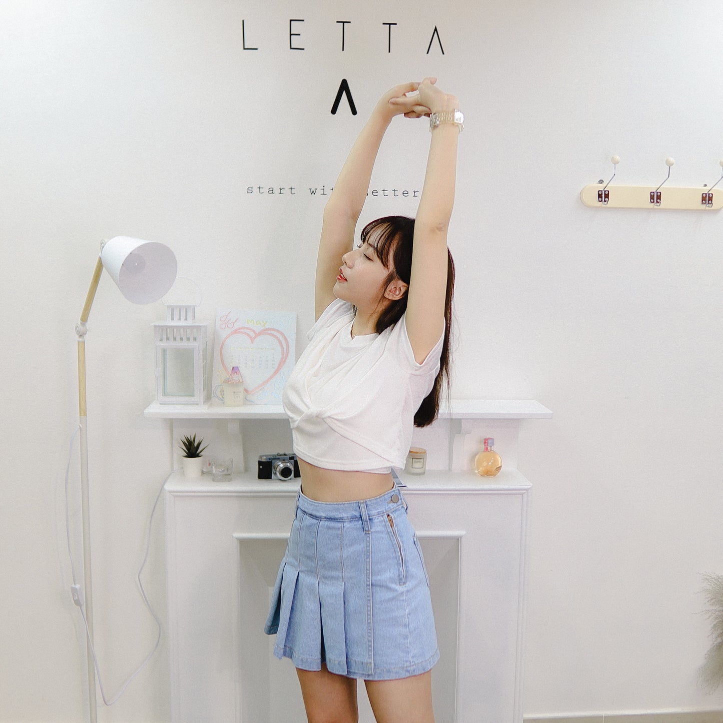 J169 JAGGING DENIM SKIRT