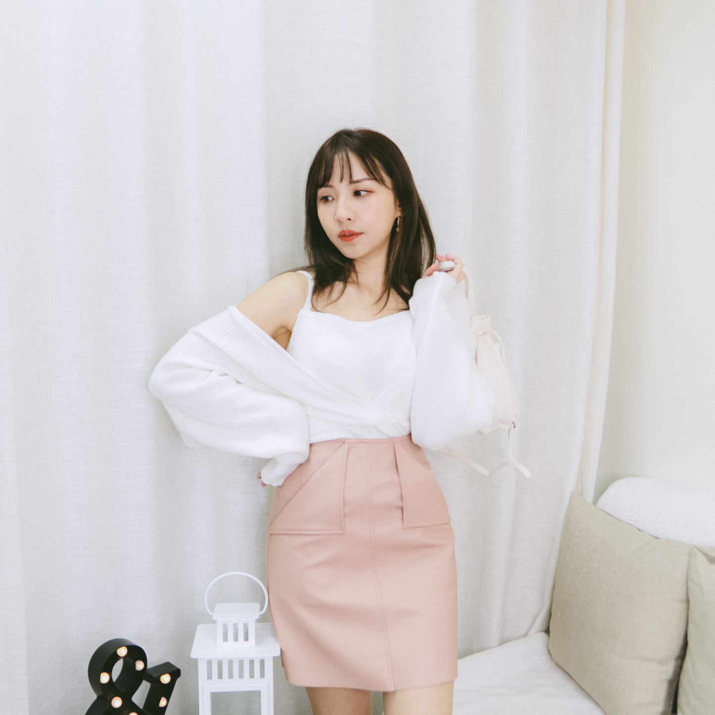 B132 DIRTY PINK LEATHER SKIRT