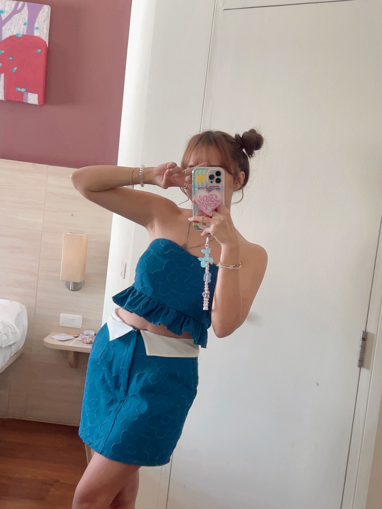 TH069 FLOWER DENIM SET