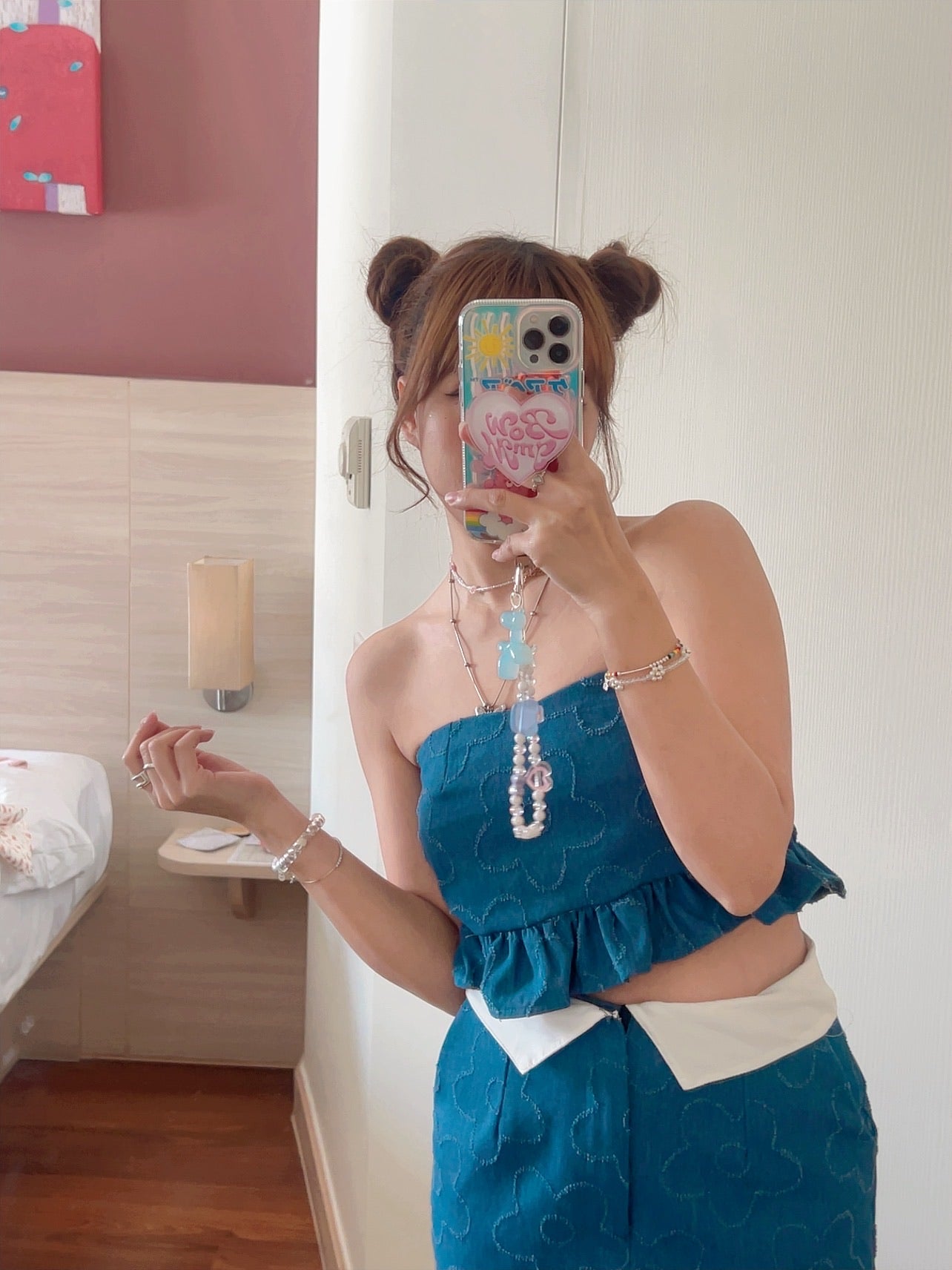 TH069 FLOWER DENIM SET