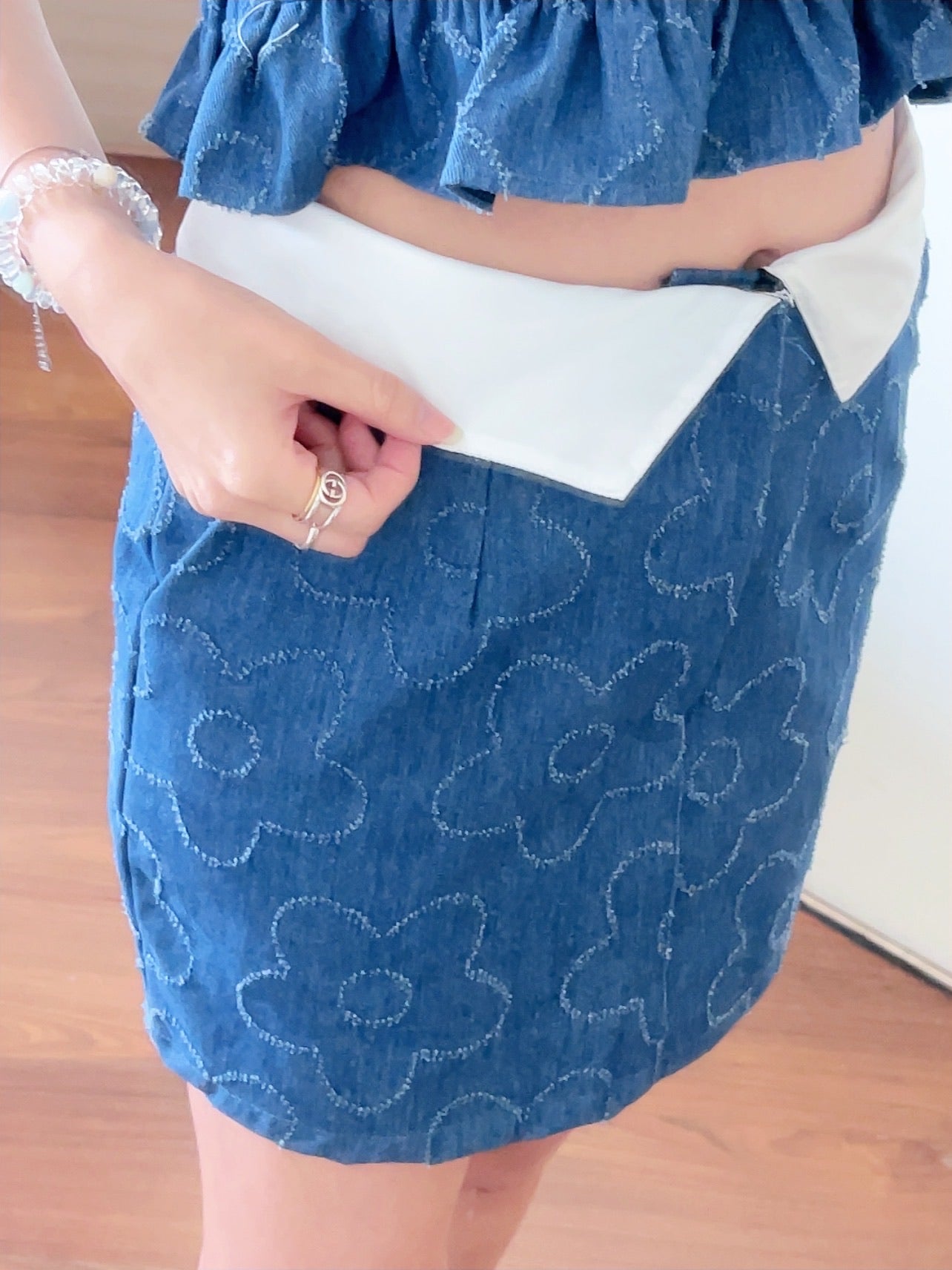 TH069 FLOWER DENIM SET