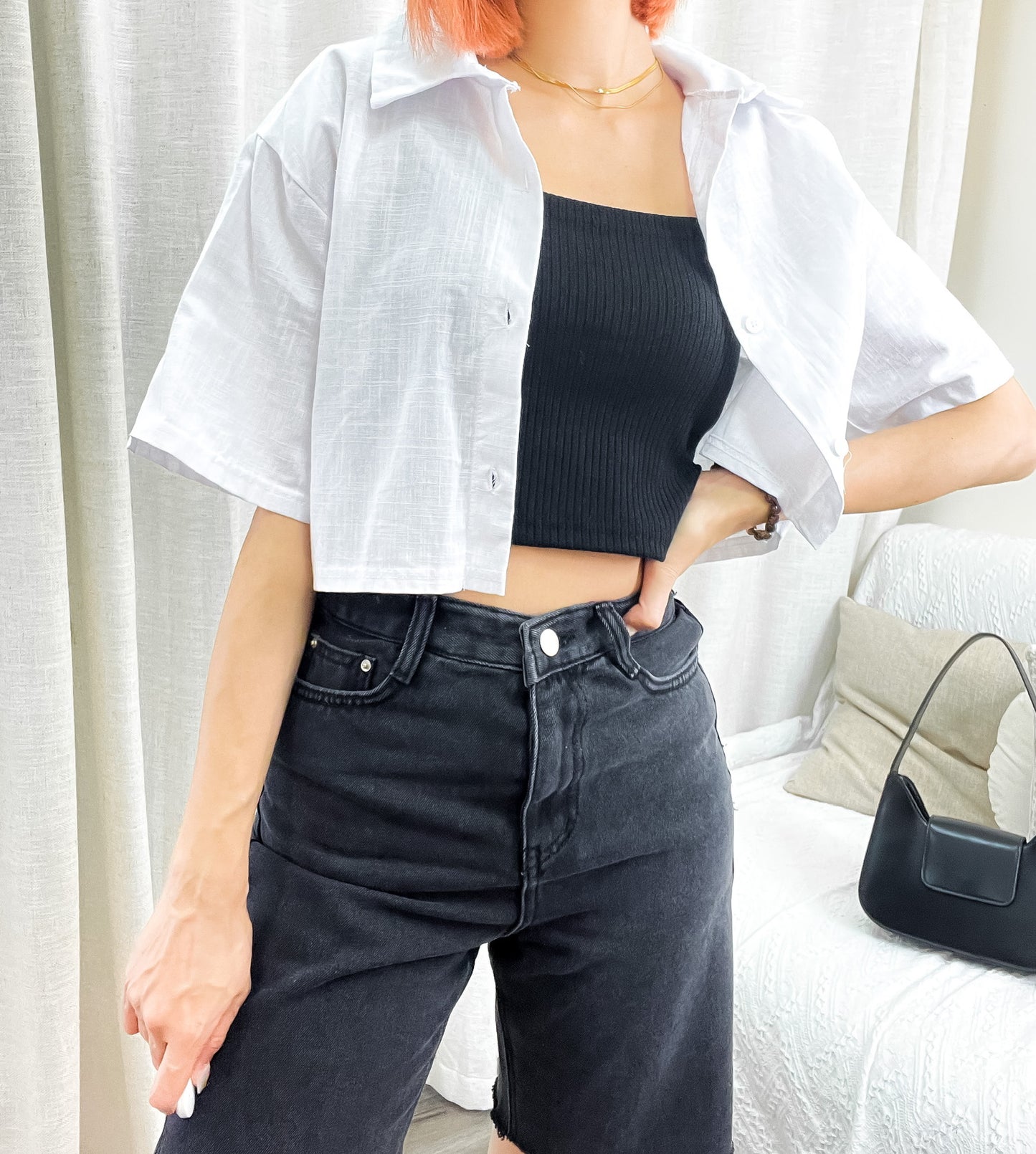 J246 BLACK DENIM SHORT