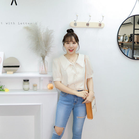 T504 甜心絲帶襯衫