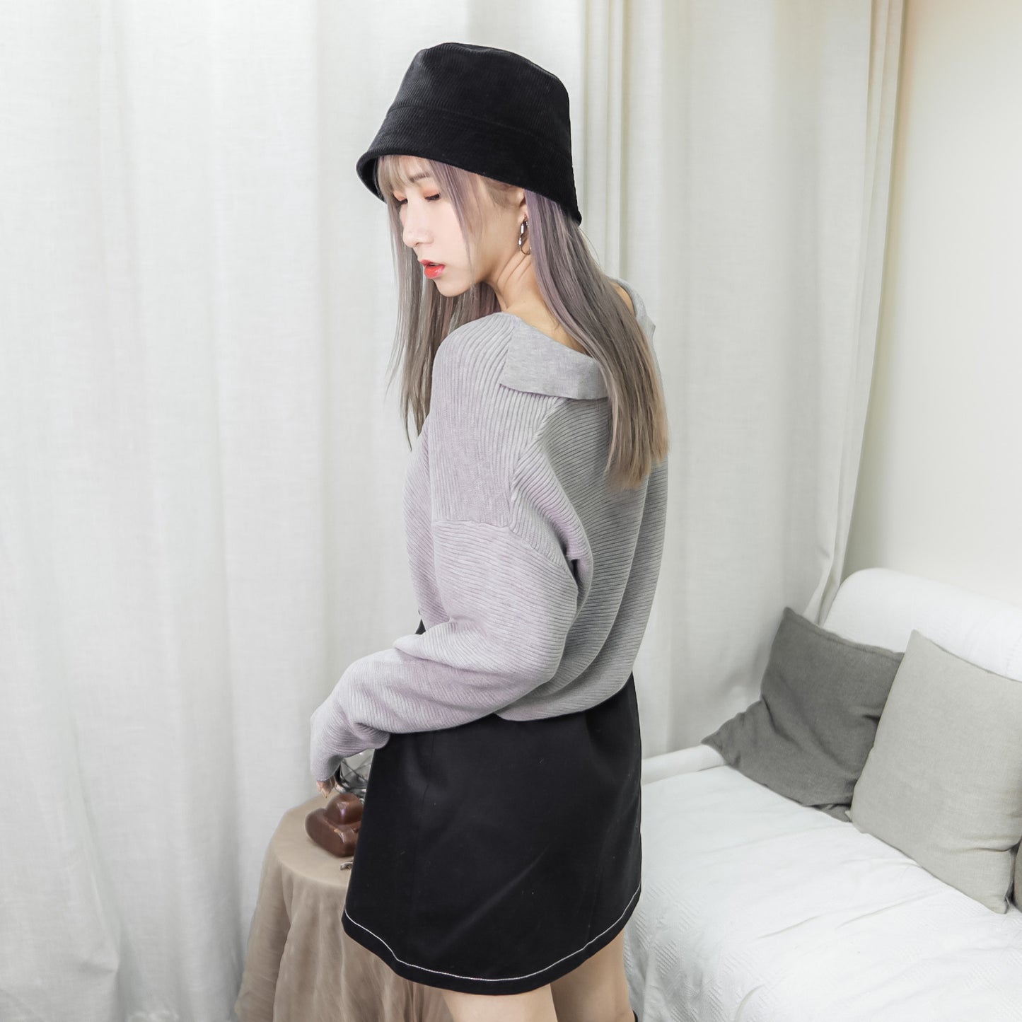 T420 SWISH GREY KNIT TOP