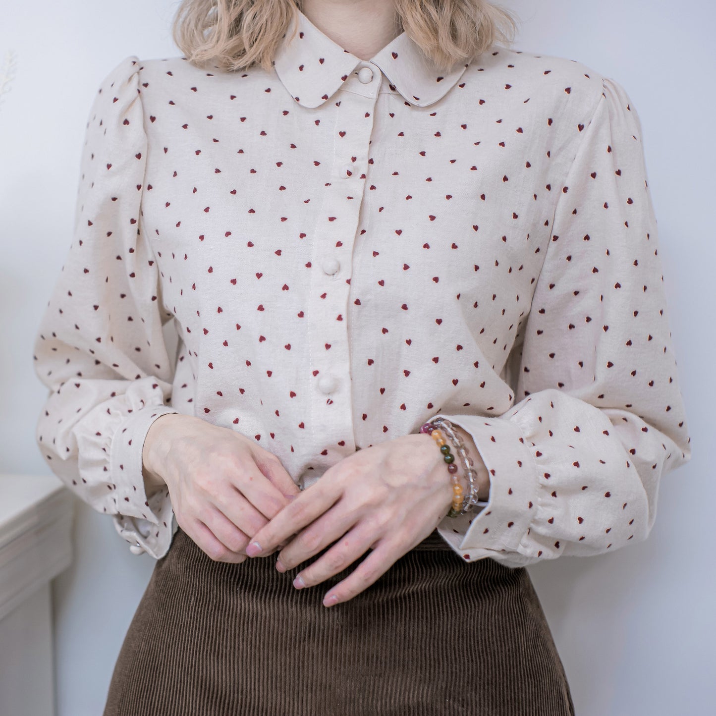 T432 RED HEART DOT BLOUSE