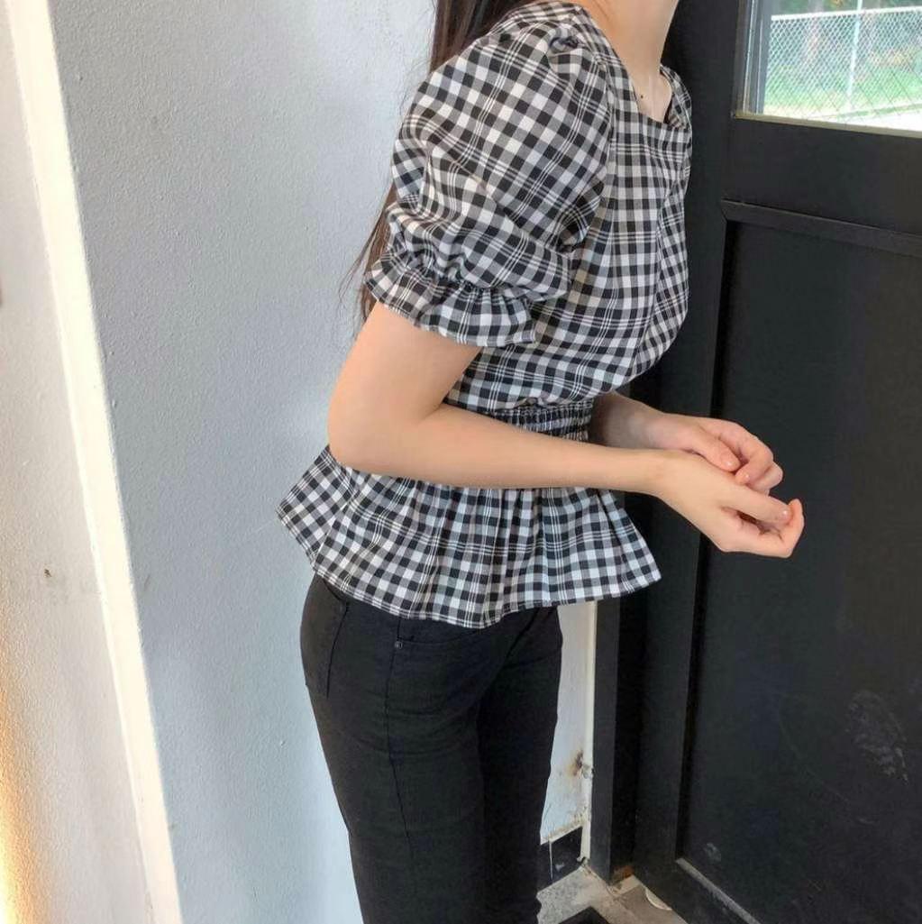 T544 REDDISH CHECK TOP