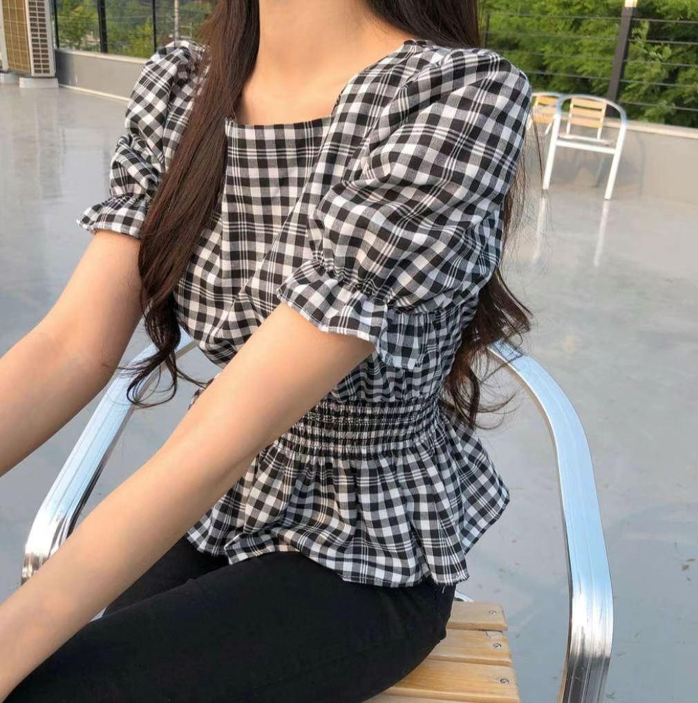 T544 REDDISH CHECK TOP