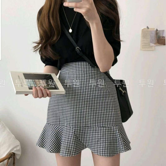 B176 見我格紋裙