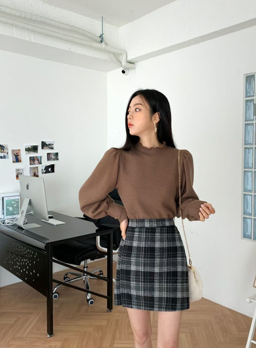 B208 CELINA CHECKED SKIRT