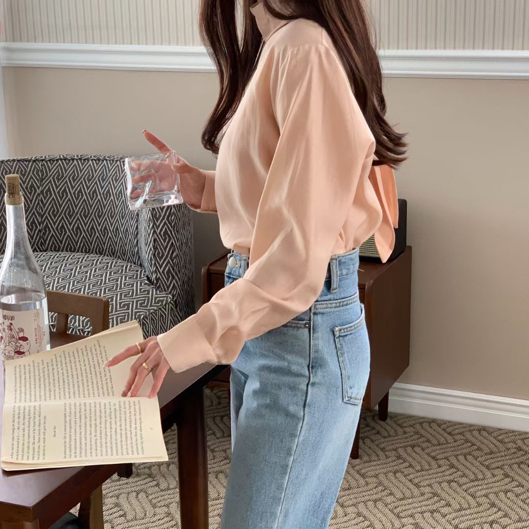 T719 RIBBON SILKY BLOUSE