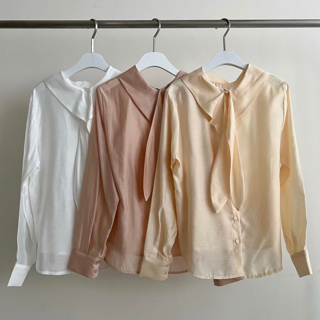 T719 RIBBON SILKY BLOUSE