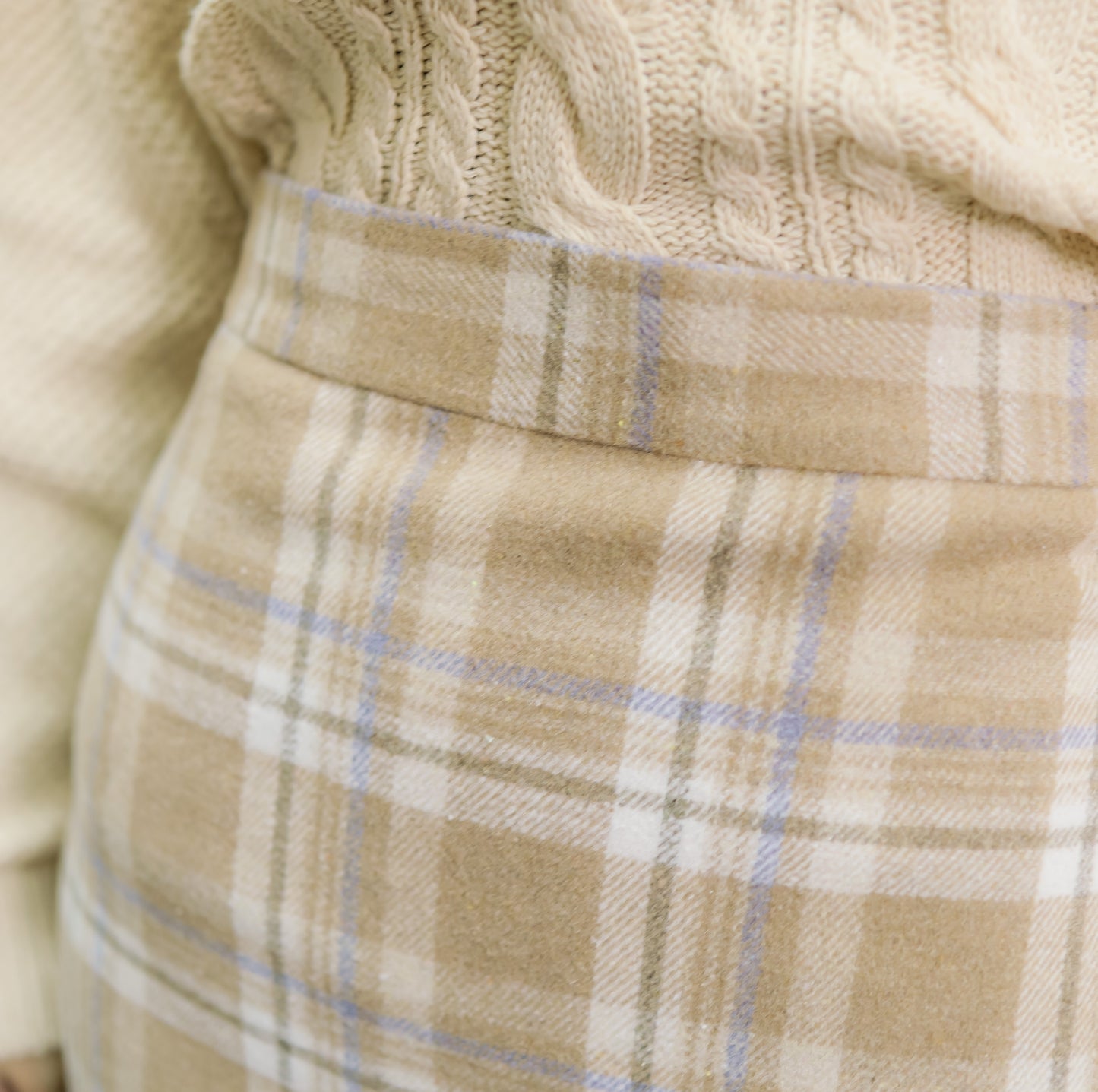 B144 TOFFEE CHECKED SKIRT