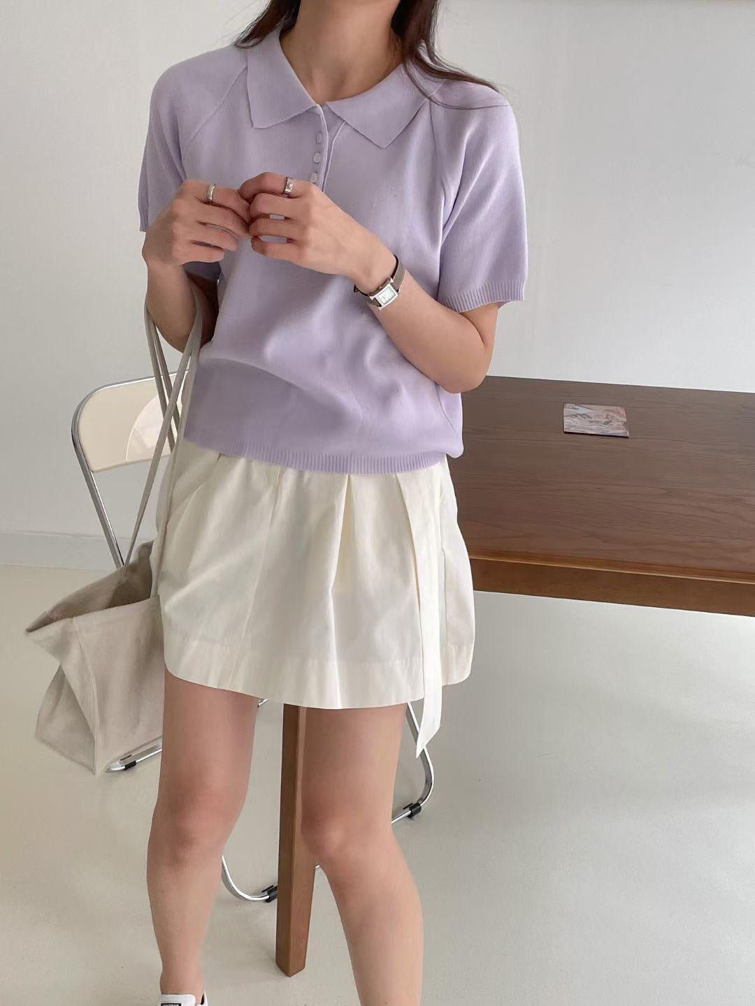 T518 POLO KNIT TOP