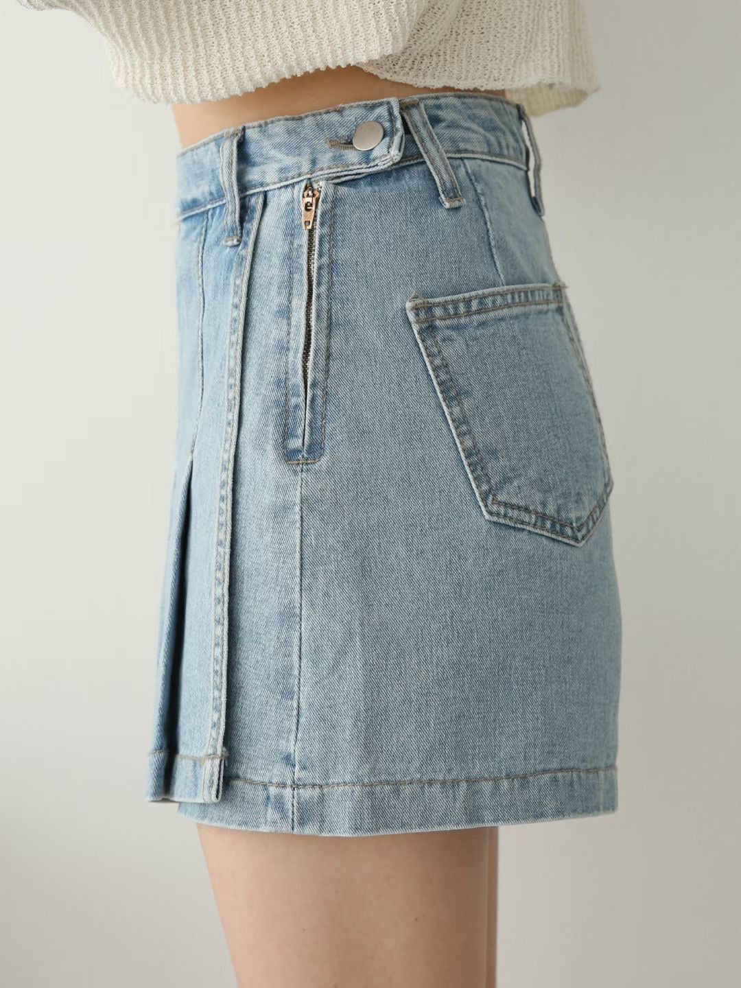 J169 JAGGING DENIM SKIRT