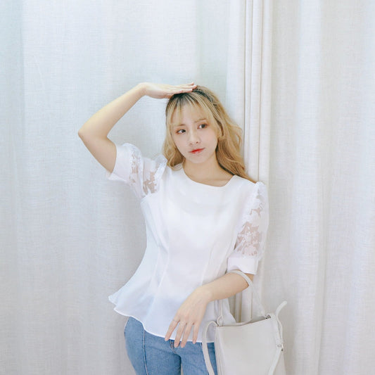 #T269 FLORAL WHITE BLOUSE - Letta A