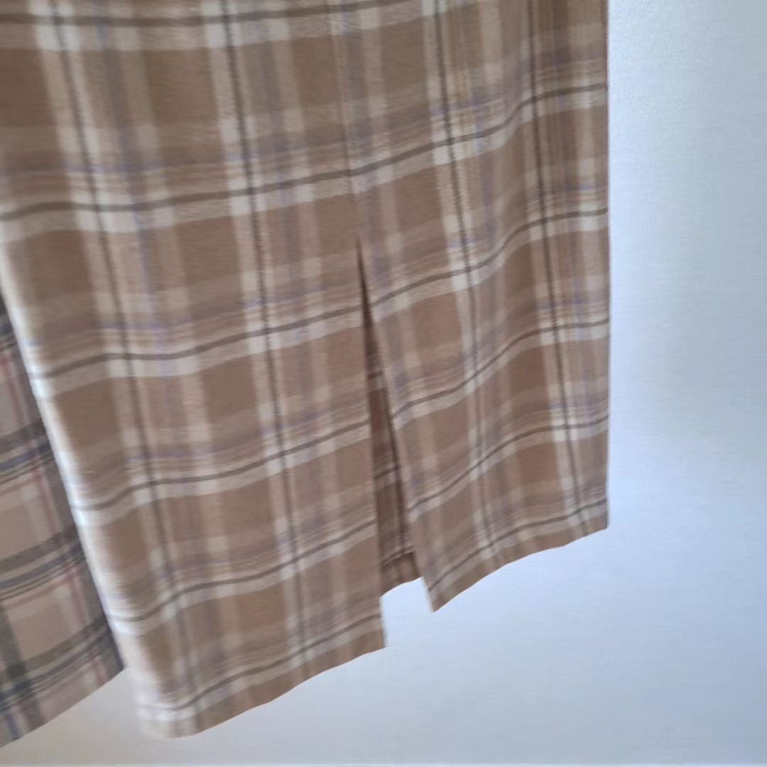 B144 TOFFEE CHECKED SKIRT