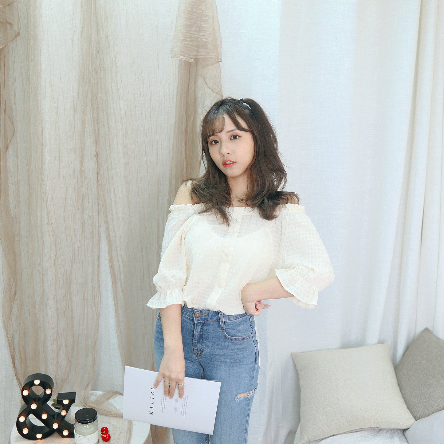 #T309 SOPHIA OFFSHOULDER TOP - Letta A