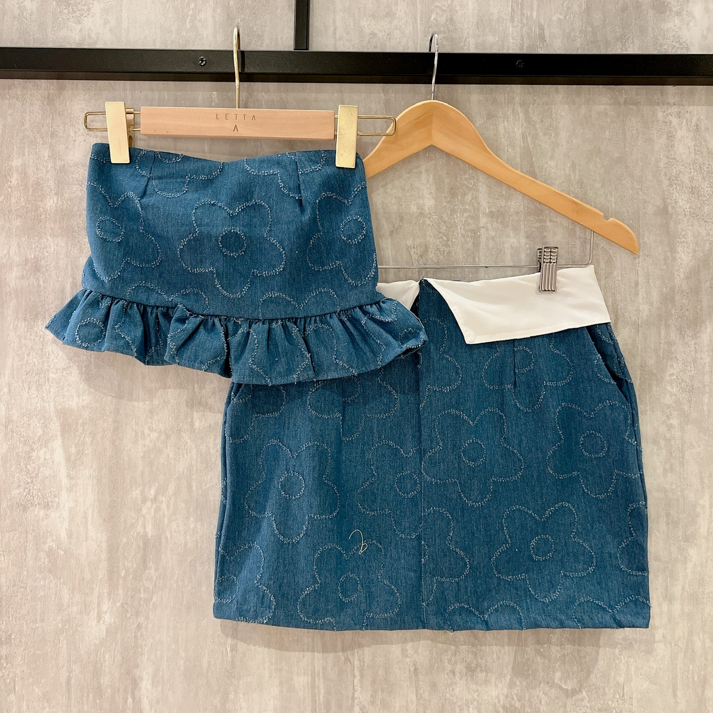 TH069 FLOWER DENIM SET