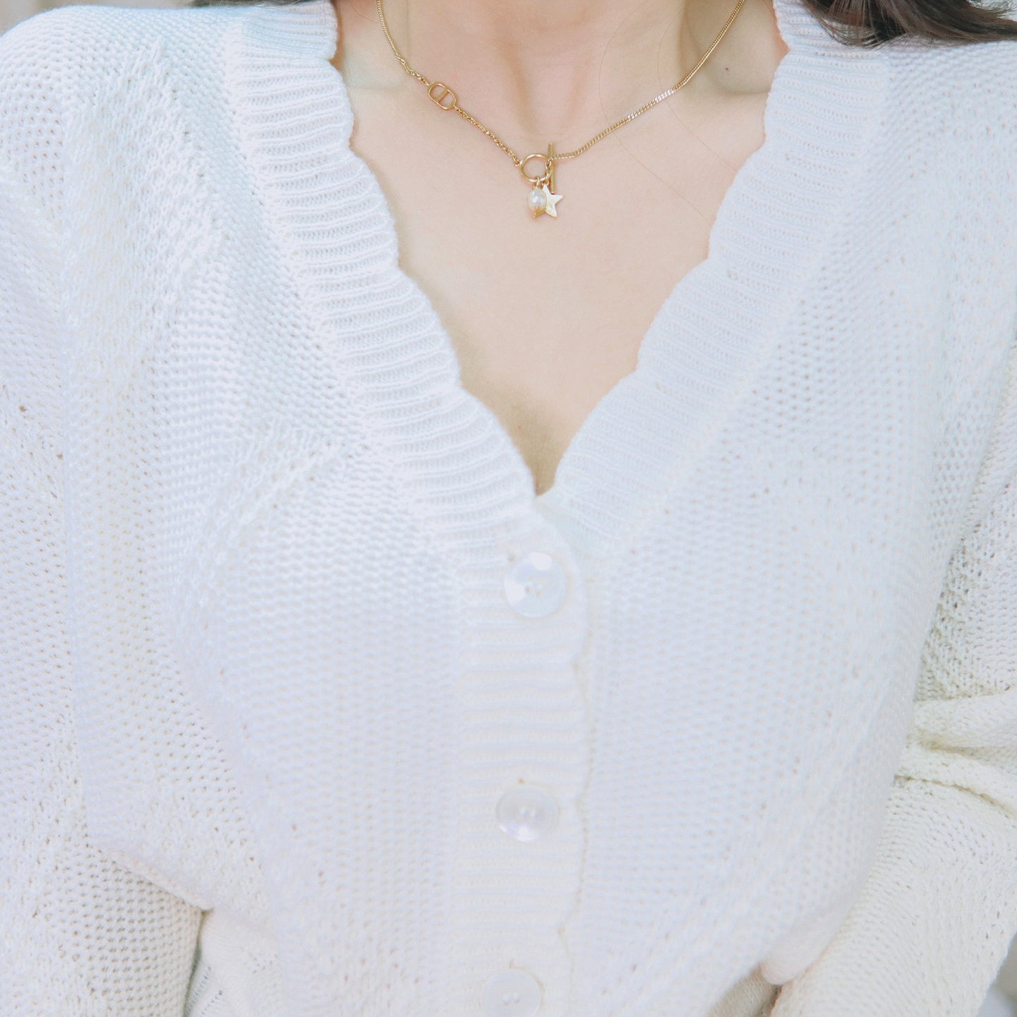 T371 MILKY LIGHT KNIT TOP - Letta A