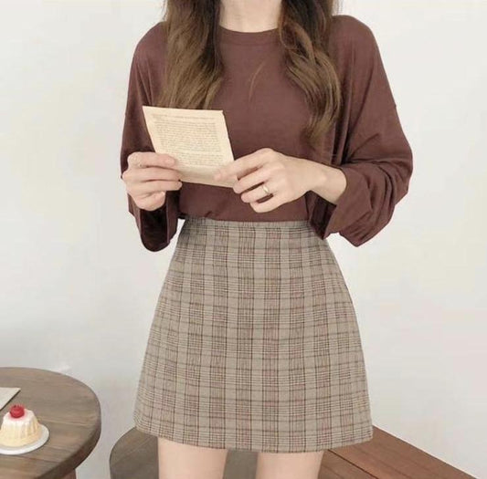 #B118 SPEECH CHECKED SKIRT - Letta A