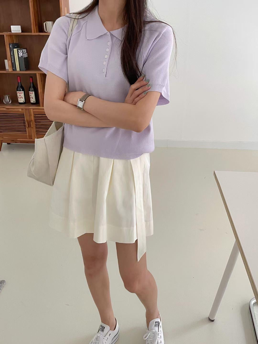 T518 POLO KNIT TOP