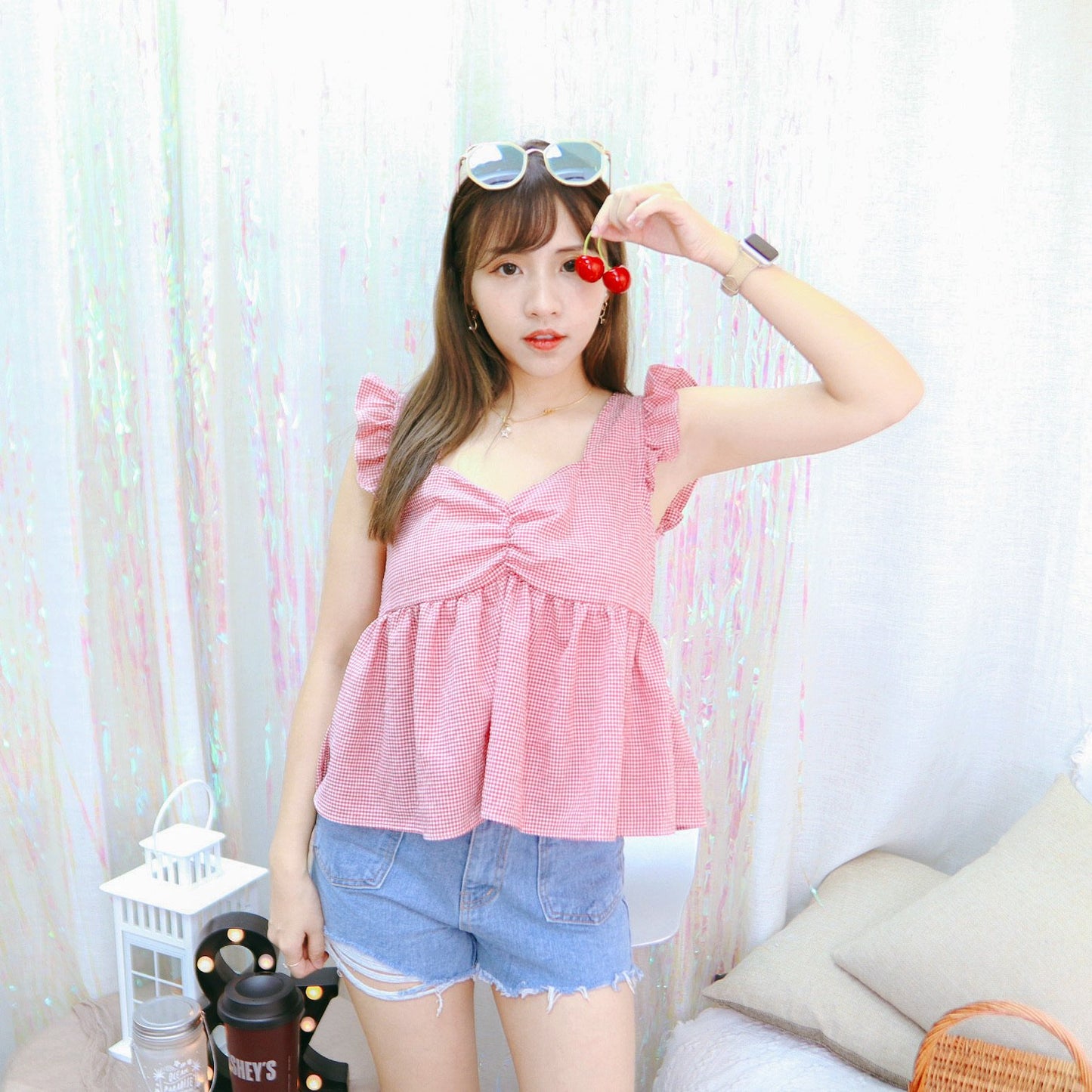 T355 REDDISH RUFFLE TOP - Letta A