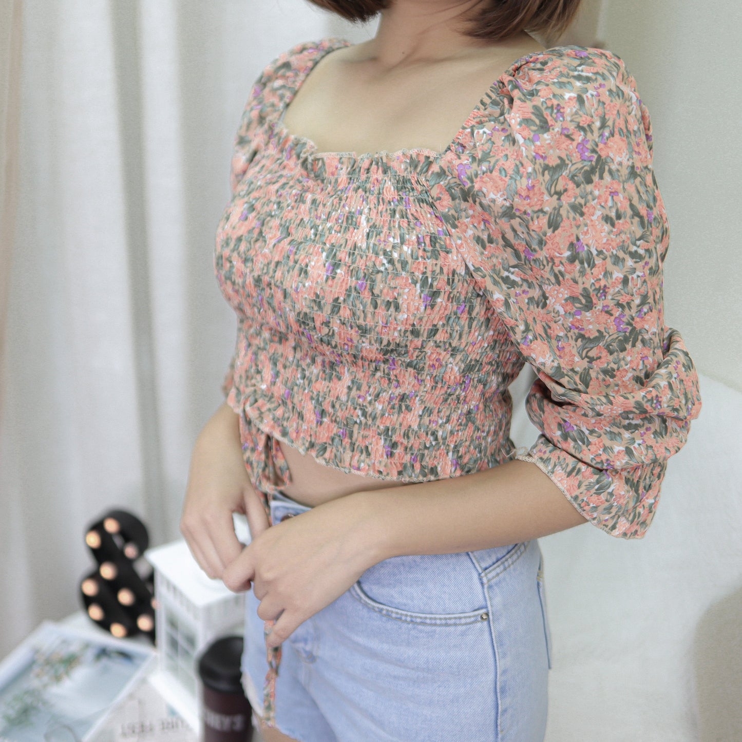T376 FLORAL VINTAGE TOP - Letta A