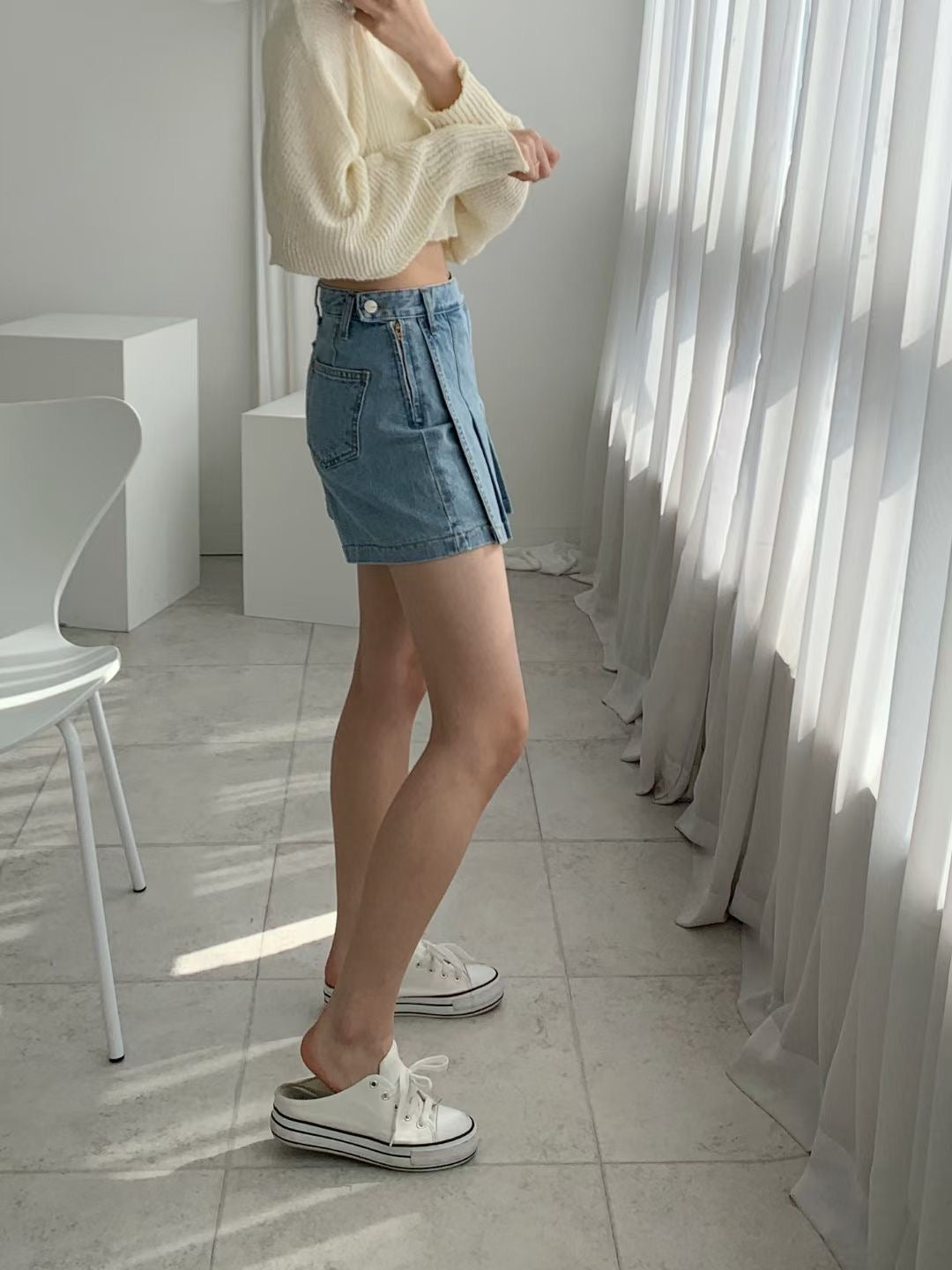 J169 JAGGING DENIM SKIRT