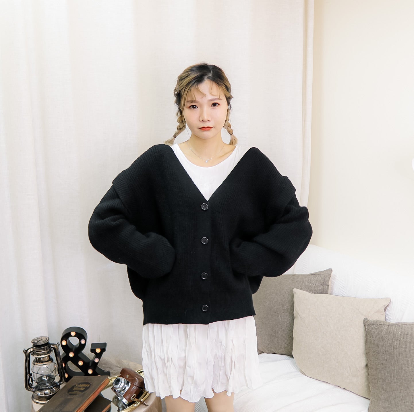 T437 RIBBON BACK SWEATER