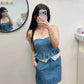 TH069 FLOWER DENIM SET