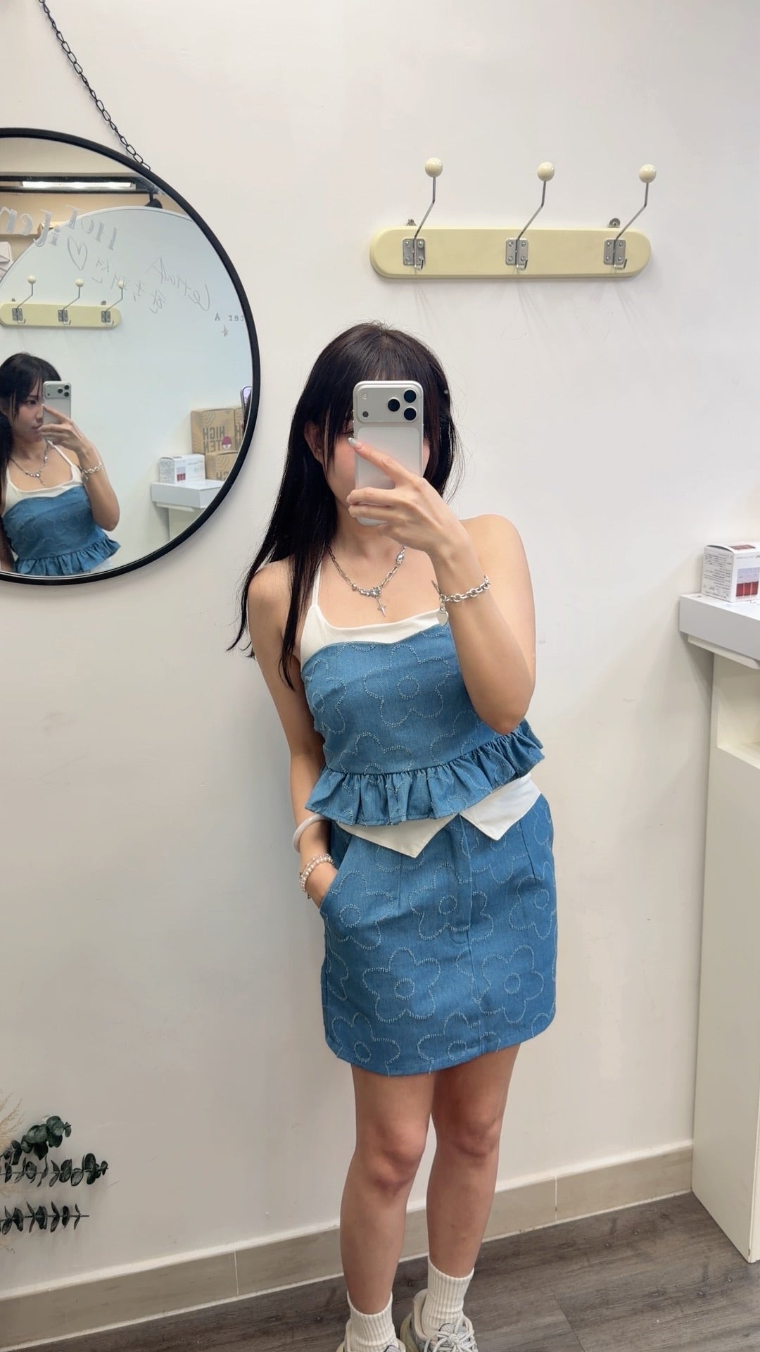 TH069 FLOWER DENIM SET