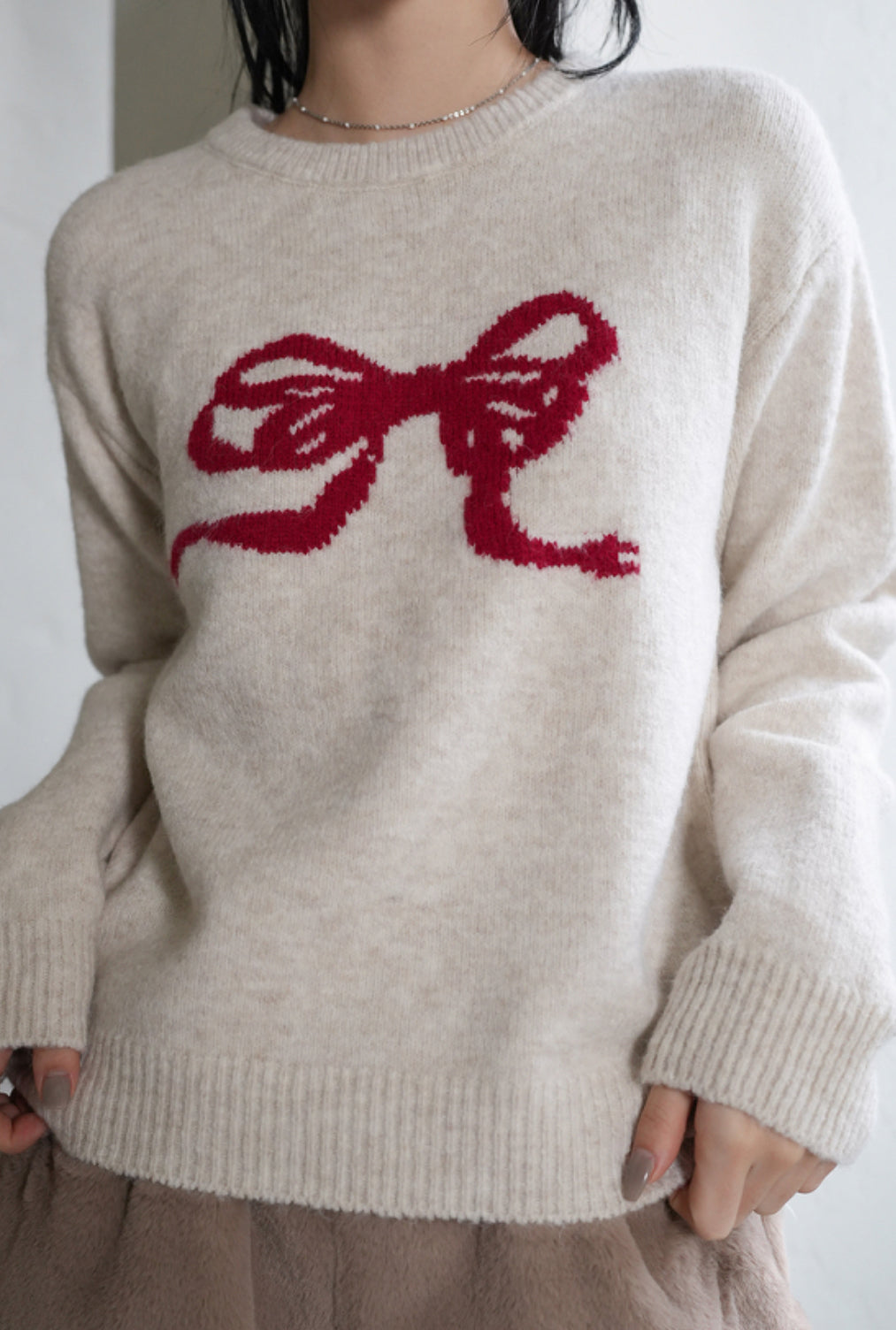 T969 RED RIBBON SWEATER
