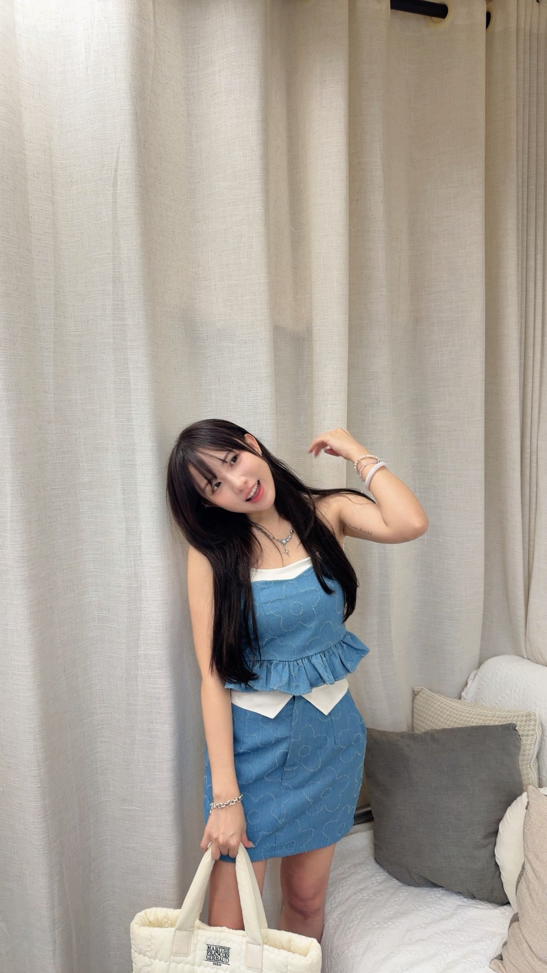 TH069 FLOWER DENIM SET