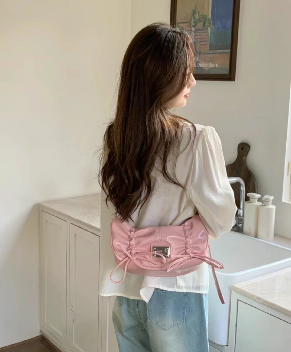 【韓國代購】Matin Kim HALF SHIRRING RIBBON ROUND BAG 蝴蝶結款包